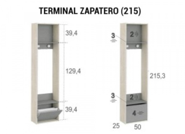 Terminal zapatero con colgadores CLEO