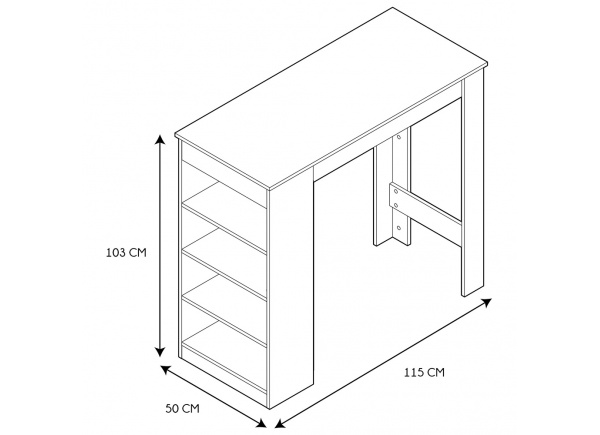 Mesa alta con estantes ALEX