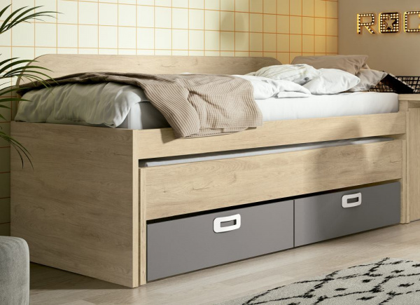 Cama de 90 ou 105 com cama escondida e 2 gavetas CLEO