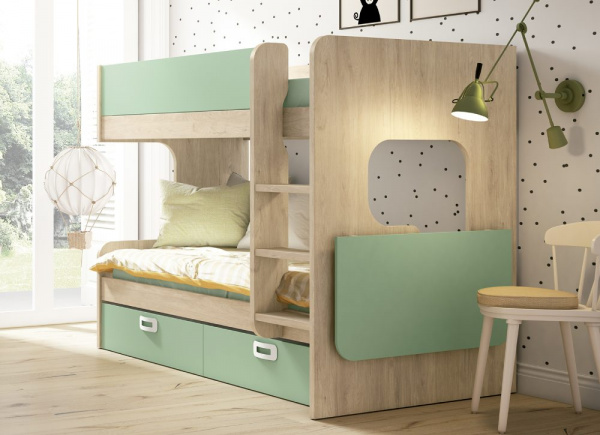 Beliche CLEO com 2 camas + 2 gavetas sobre rodas