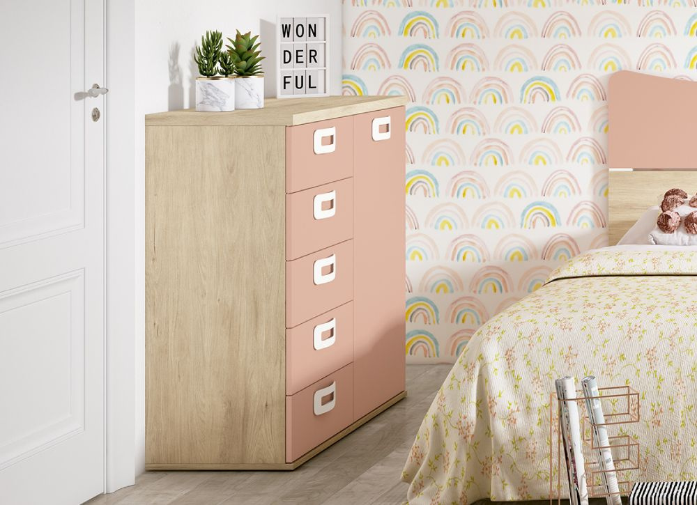 Cómoda 5 cajones + 1 puerta CLEO