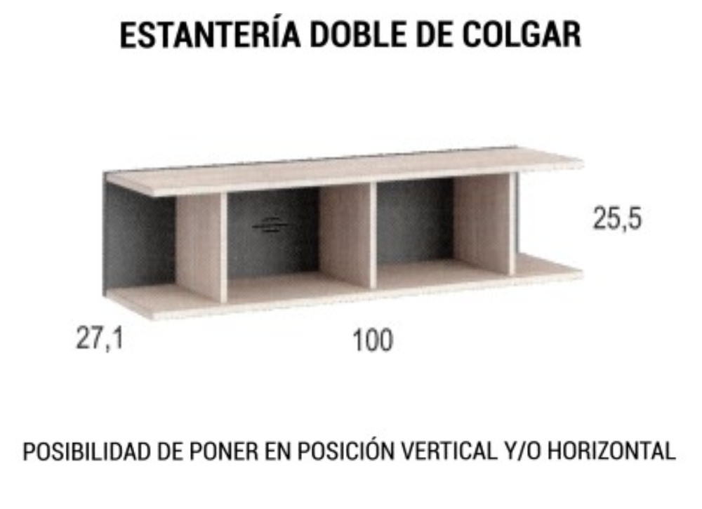 Estantería doble con 3 divisores CLEO