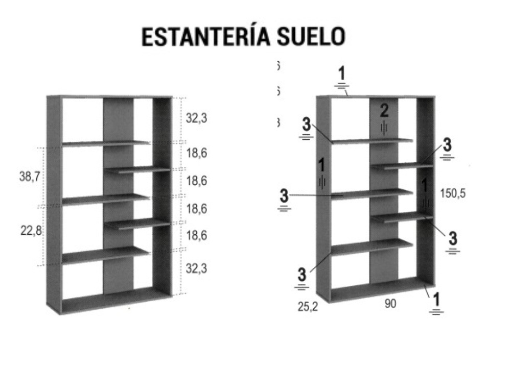Estantería de 5 baldas escalonadas CLEO