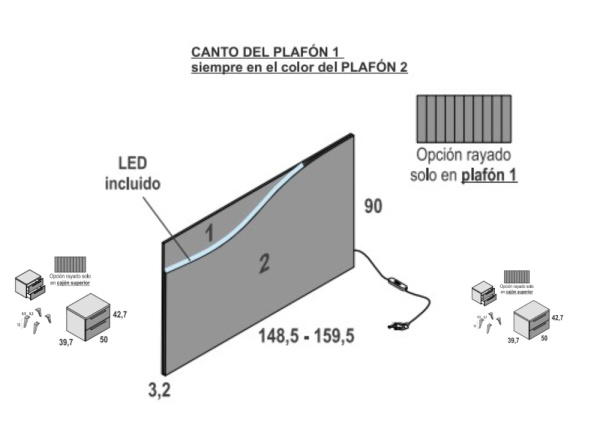 Dormitorio matrimonio con led incluido miami NEW