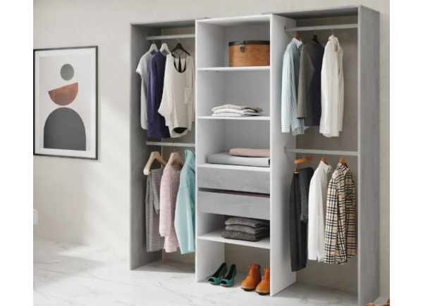 Armario vestidor con 2 cajones y 4 barras DUAL