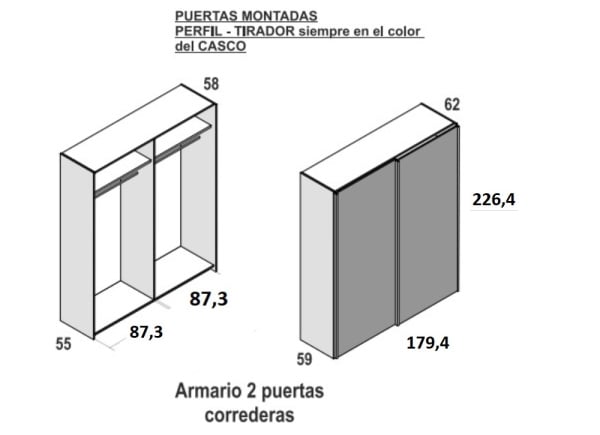 Armario de 2 puertas correderas FLORIDA