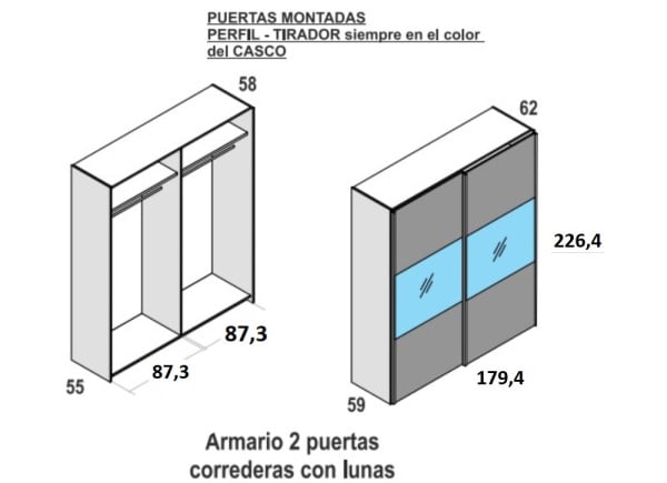 Armario puertas correderas con espejo FLORIDA
