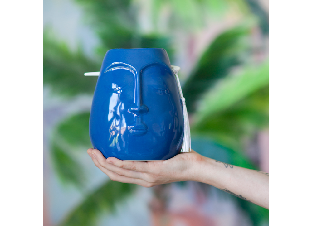 Vaso TIKI de grés étnico