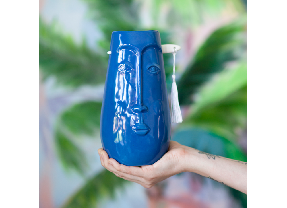 Jarrón de gres cara étnica NUI