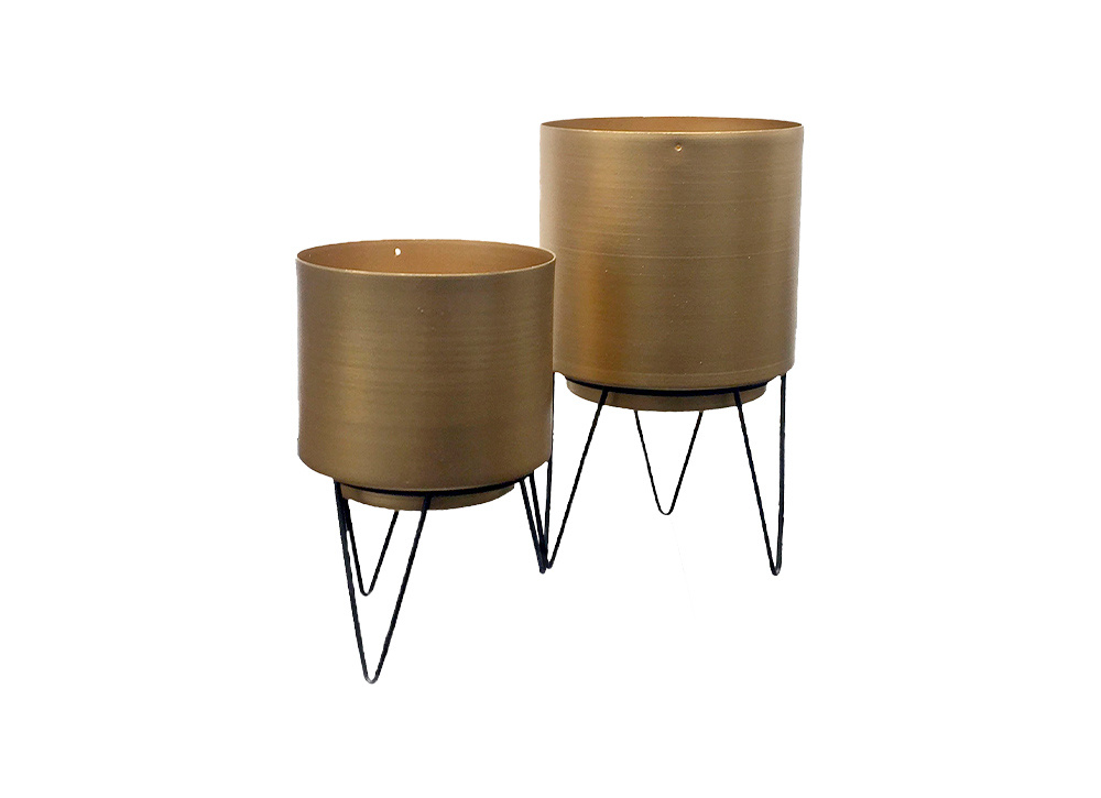 Pacote de 2 vasos de flores dourados ARENDAL