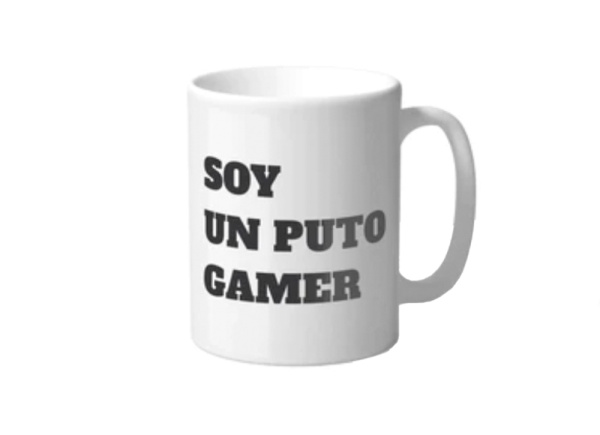 Taza divertida blanca con letras negras GAMER