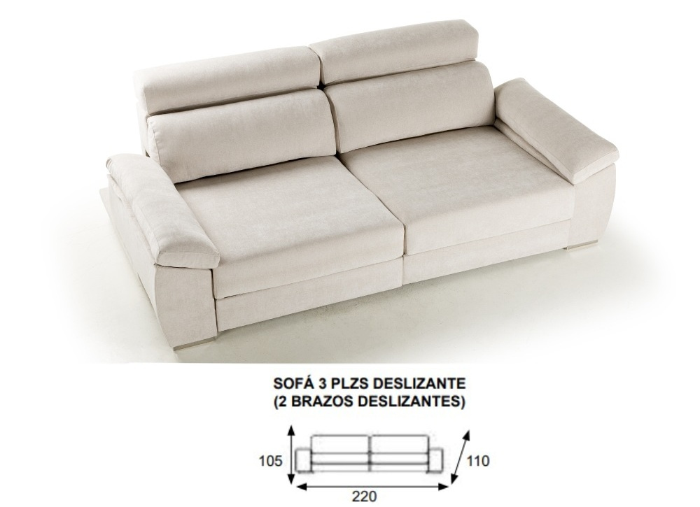 Sofá de 3 ó 4 plazas convertible en chaisse longue TORINI