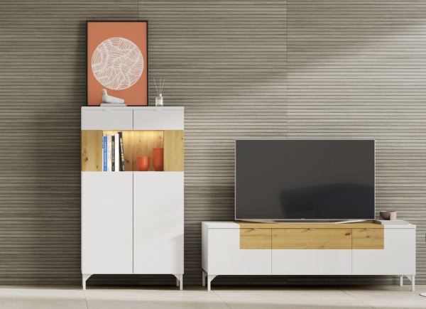 Biblioteca de salão em frente de NOJA lacado