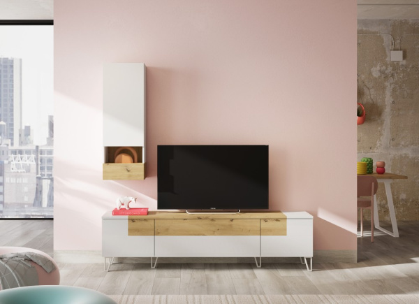 Estante de sala de estar com fachada laqueada Bareyo