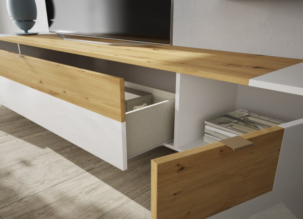 Estante de sala de estar com fachada laqueada Bareyo Estante de sala de estar com fachada laqueada Bareyo