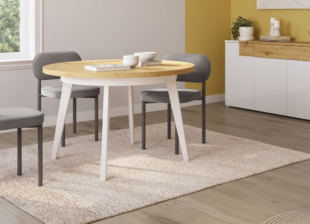 Mesa de jantar redonda fixa ou extensível CANTÁBRICO