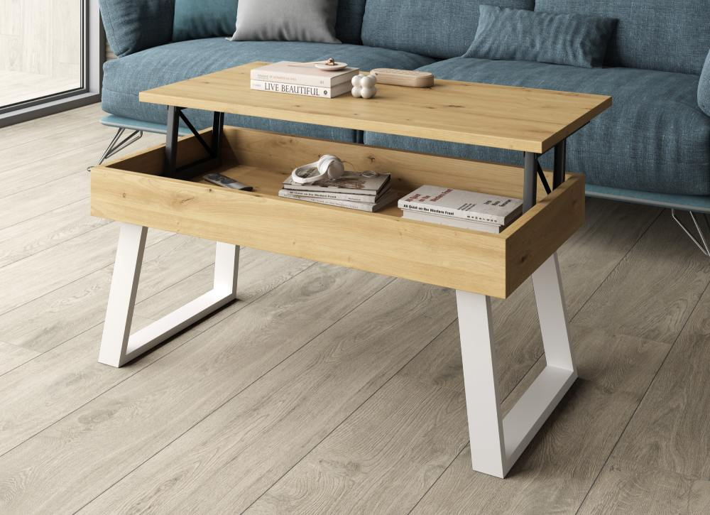 Mesa de centro elevable pata trapecio CANTABRICO