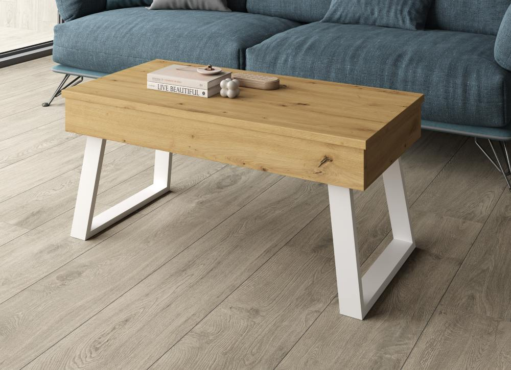 Mesa de centro elevable pata trapecio CANTABRICO