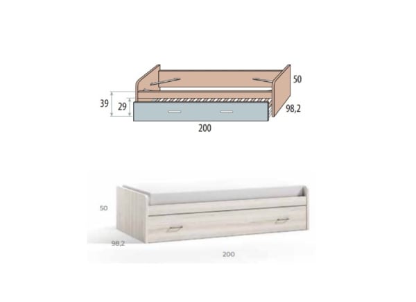 Cama nido de 90 ó 105 con somier de arrastre corban PLUS Cama nido de 90 ó 105 con somier de arrastre corban PLUS