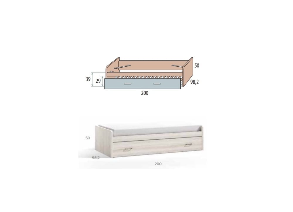 Cama nido de 90 ó 105 con somier de arrastre corban PLUS