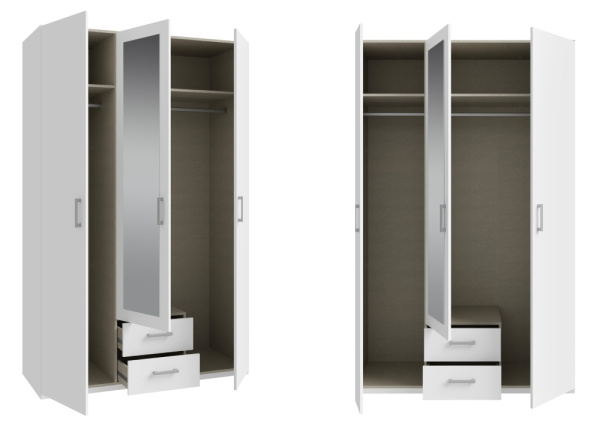 Armario 3 puertas batientes 2 cajones y luna MALLORCA