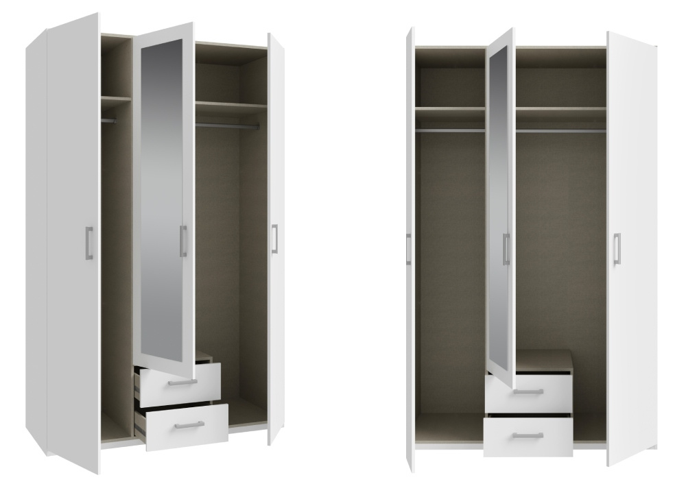 Armario 3 puertas batientes 2 cajones y luna MALLORCA