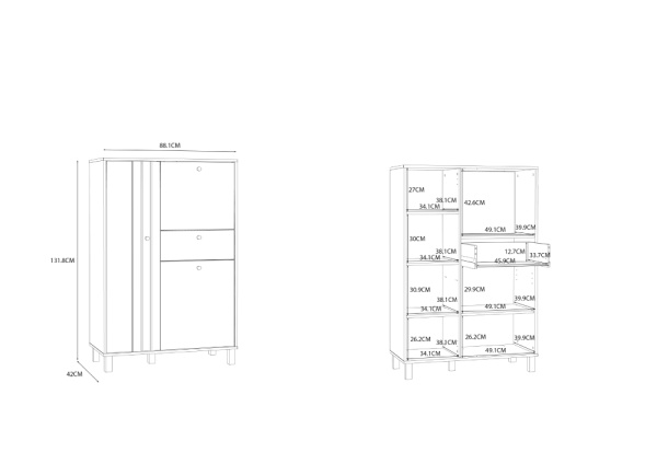 Mueble bar 3 puertas y 1 cajón ARNEY