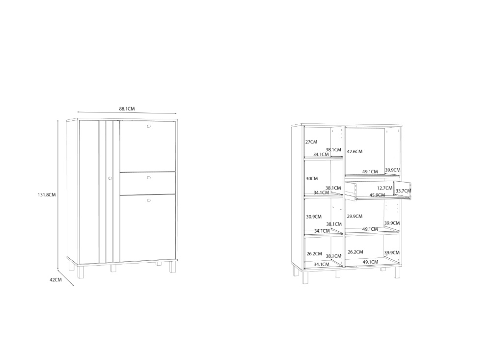 Mueble bar 3 puertas y 1 cajón ARNEY