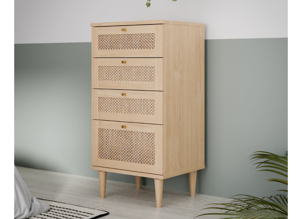 Sinfonier 3 cajones más 1 contenedor haya y ratán CALABRIA