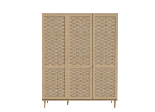 Armario 3 puertas batientes haya y ratán CALABRIA