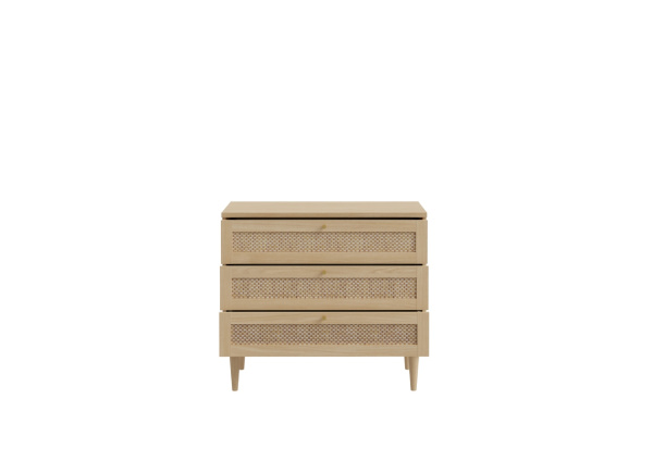 Cómoda 3 cajones haya y ratán CALABRIA