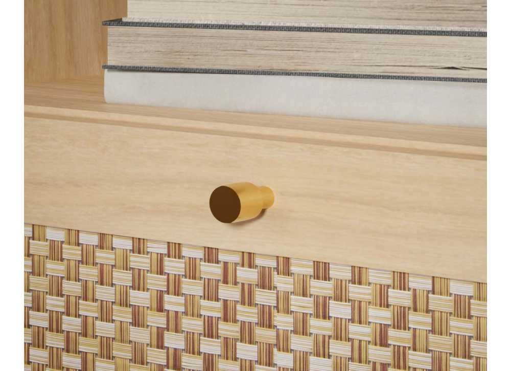 Cómoda 3 cajones haya y ratán CALABRIA