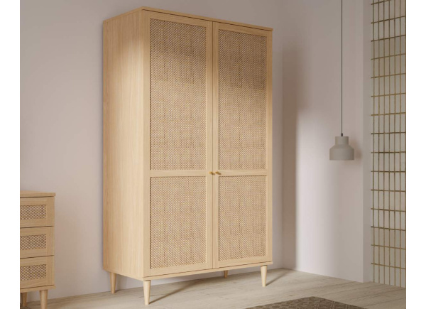 Roupeiro 2 portas faia e rattan CALABRIA