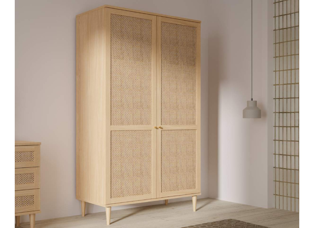 Roupeiro 2 portas faia e rattan CALABRIA