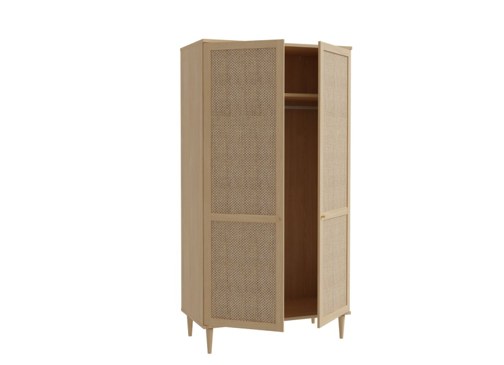 Armario 2 puertas batientes haya y ratán CALABRIA