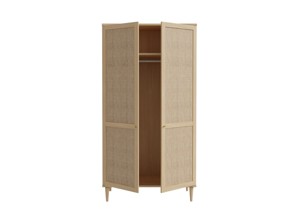 Armario 2 puertas batientes haya y ratán CALABRIA