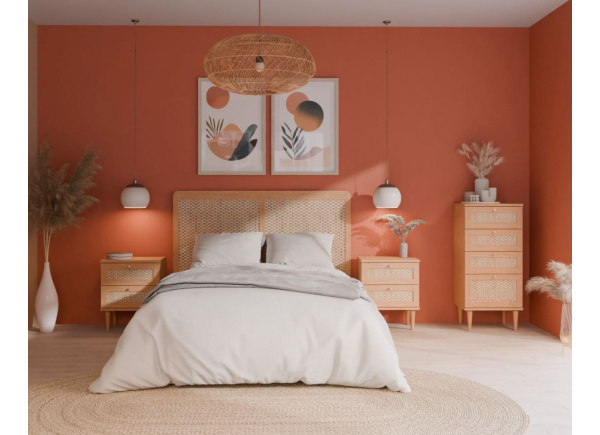 Armario 2 puertas batientes haya y ratán CALABRIA