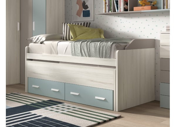 Cama compacta de 90 ó 105 con nido oculto y 2 cajones corban PLUS