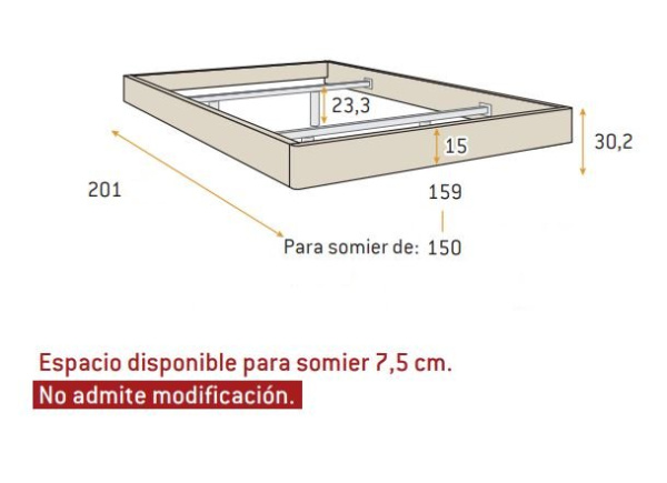 Cama de 150 cm para dormitorio ASIA Cama de 150 cm para dormitorio ASIA