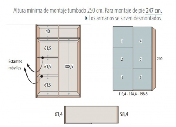 Armario de puertas correderas paneles de colores CORBAN PLUS