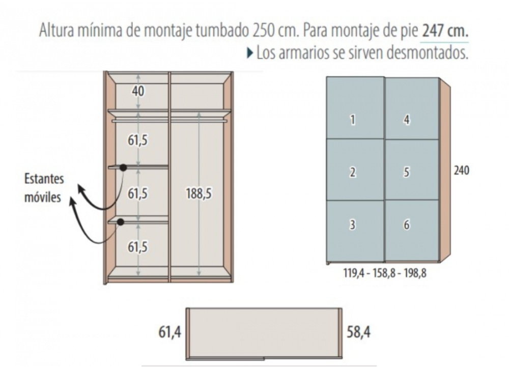 Armario de puertas correderas paneles de colores CORBAN PLUS