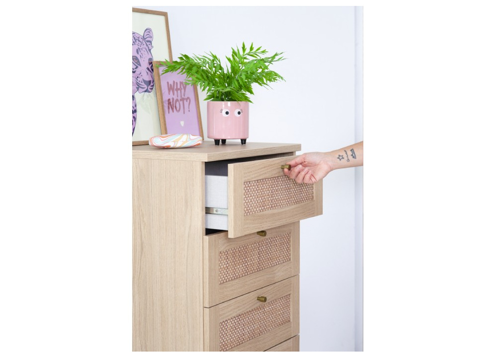 Sinfonier 3 cajones más 1 contenedor haya y ratán CALABRIA