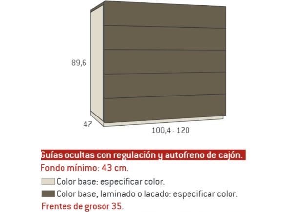 Cómoda de 5 cajones ASIA
