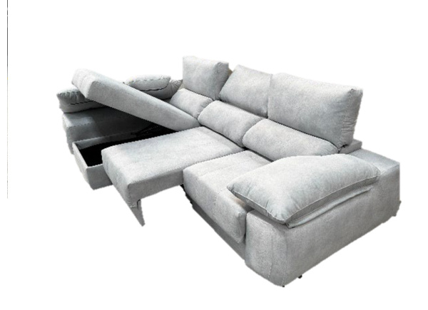 Sofá deslizante ruedas+chaisselongue arcón LUCA