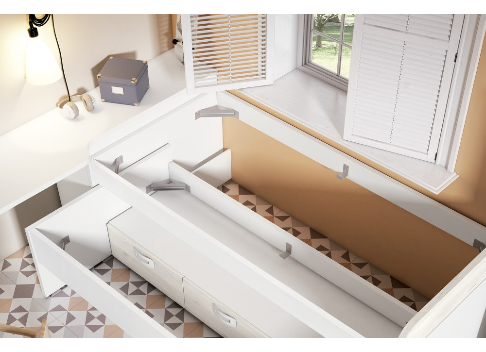 Escritorio zona de estudio con cajonera y arcón CLEO