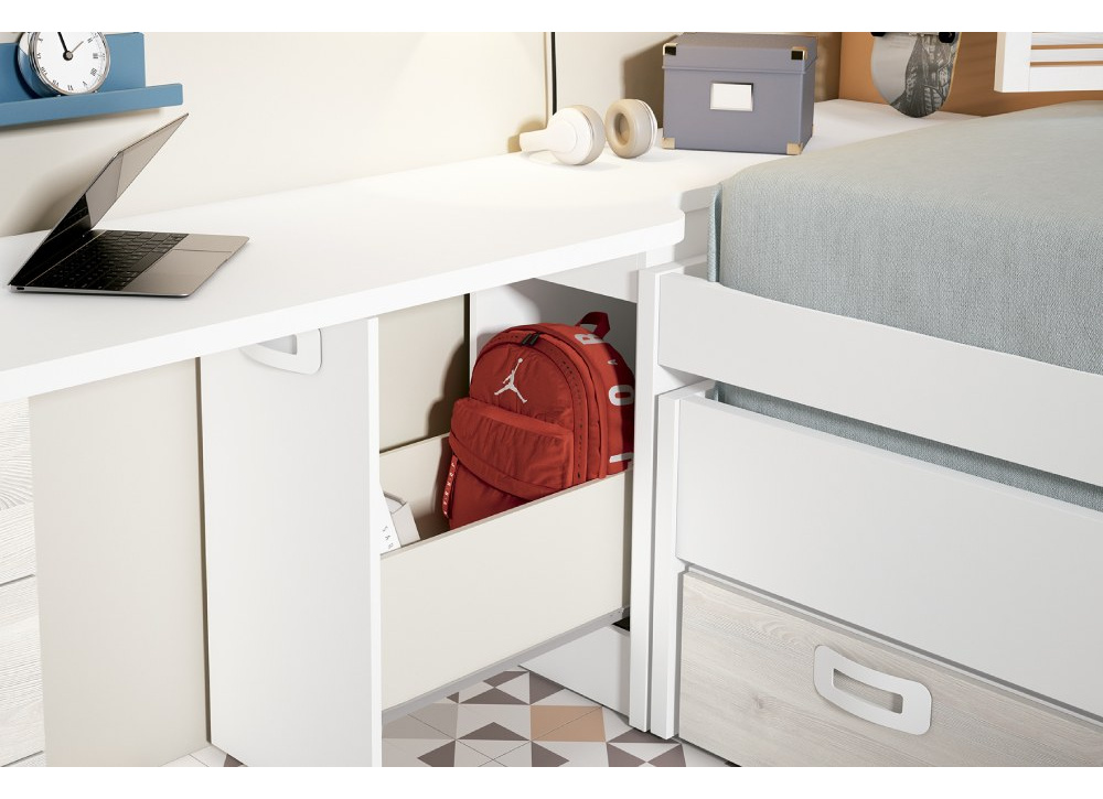 Escritorio zona de estudio con cajonera y arcón CLEO