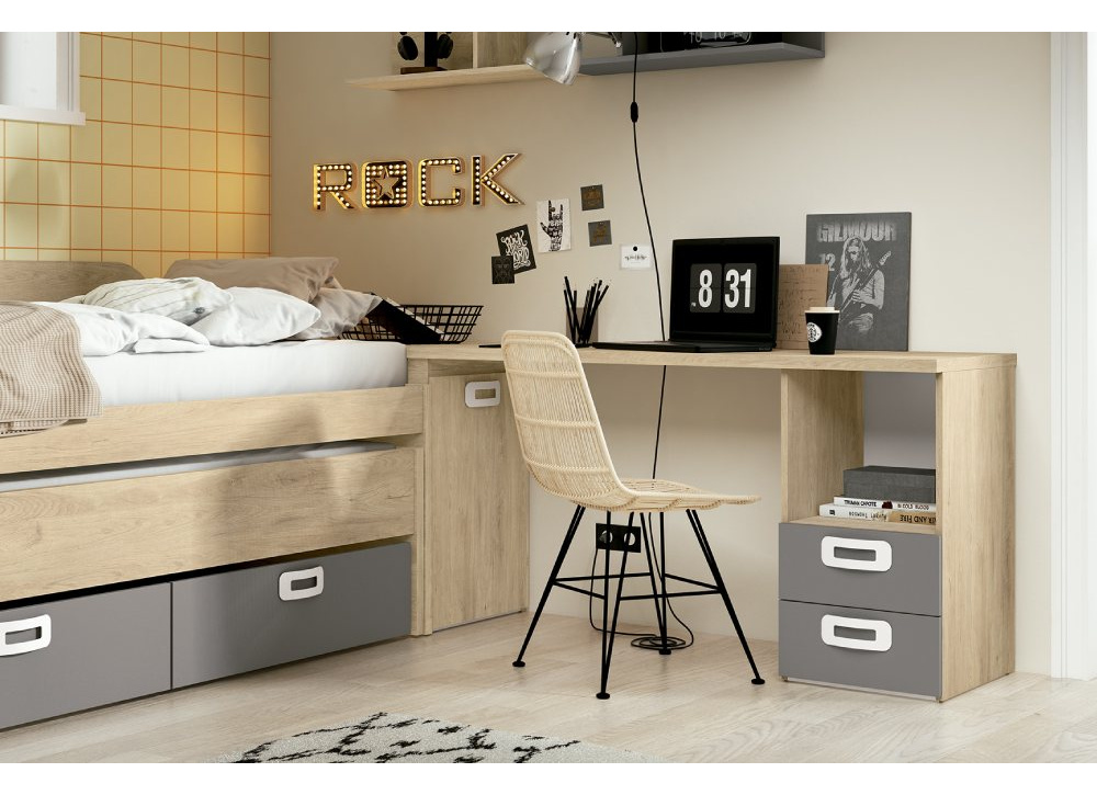 Escritorio zona de estudio con cajonera y arcón CLEO