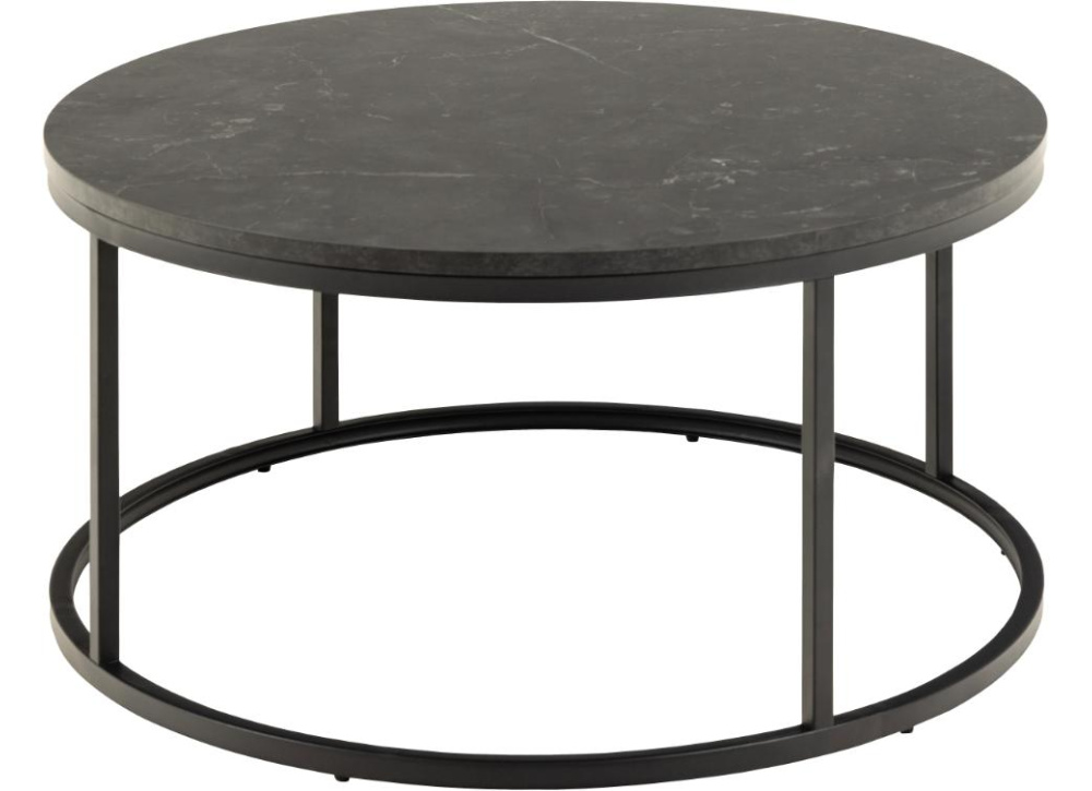 Mesa de centro redonda tampo efeito mármore SIGNE