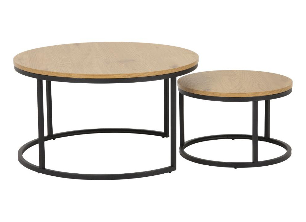 Juego 2 mesas de centro redondas SAGA