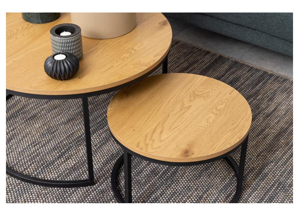 Juego 2 mesas de centro redondas SAGA